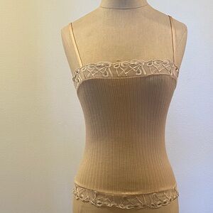 Beige Y2K Lace Camisole. Made in Italy.